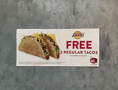 2014 Jack In The Box Coupon 2 Free Tacos Los Angeles Lakers Promo • $5