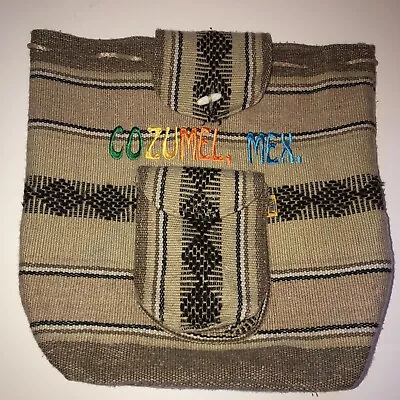 Woven Drawstring Boho Hippie Rasta Backpack Bag- Cozumel Mexico • $12