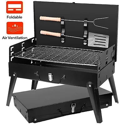 BBQ Barbecue Grill Portable Fold Charcoal Stove Camping Garden Outdoor Case Set • $29.69