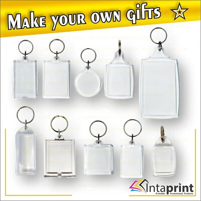 £435.99 • Buy Blank Photo Acrylic Keyring Plastic Keyfob Unassembled Keytag Clear Keychain.