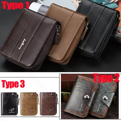 Men Men's S1 Leather Wallet ID Credit Card Holder Clutch Bifold Zipper Coin • $9.90