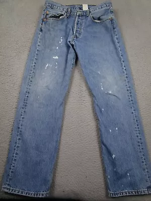 Levis 501 Jeans Mens 32x30 Blue Denim Distressed Bleach Button Fly Vintage • $24.97