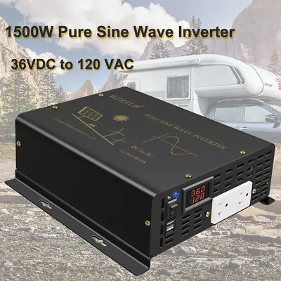 1500W 36V Pure Sine Wave Solar Inverter Home Use Power Battery Converter USB 2.5 • $170.57