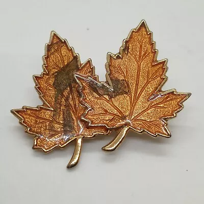 Enamel Golden Brown Double Maple Leaf Pin Brooch  • $6.79