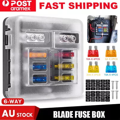 Blade Fuse Box Block 6 Way 12V 32V Holder LED Indicator Car Auto Boat Marine  • $15.59