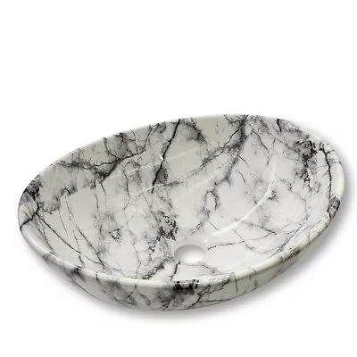 Marble Look Basin Bathroom Sink Oval Vanity Above Counter 400*330*145 • $113.74