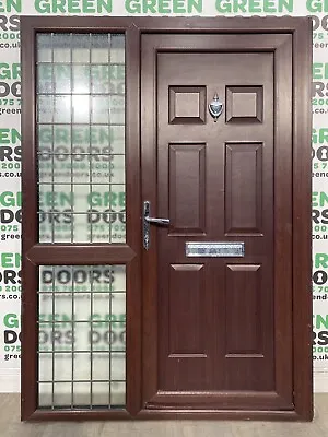 Front Door With Sidelight External Exterior Leaded Georgian Bars Distorted Brown • £462.40