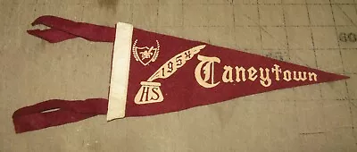 1954 TANEYTOWN HIGH SCHOOL 9  4-Tassel Maroon PENNANT - Taneytown Maryland • $18