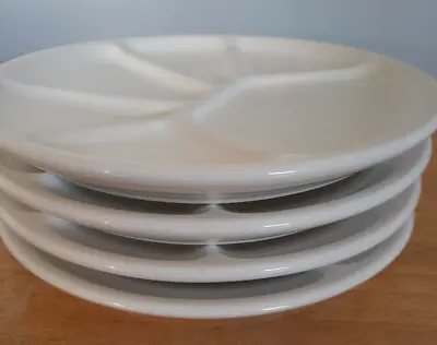 Varages France Appetizer Fondue White Divided Plates Set Of 4 Round 8-3/8  • $41.95