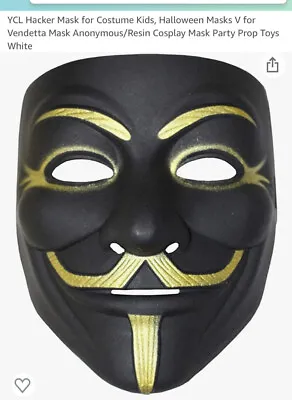 V For Vendetta Matte Polishing Black Hacker Mask Project Zorgo Costume Props • $9.95