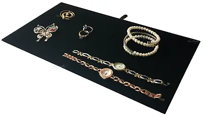 Black Velvet Flat Pad Jewelry Display Case Tray Liner Black Insert 14 1/8 X7 5/8 • $5.74