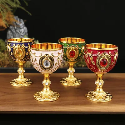 Antique Wine Glasses Jeweled Goblet Embossed Wine Cup For Room Christmas AU NEW • $4.62