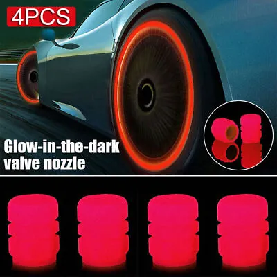 £3.44 • Buy 4Pcs Universal Glowing In Dark Fluorescent Car Tire Valve Caps Cover Accessories