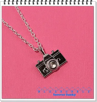 Funky Silver Camera Necklace Selfie Photo Model Cute Retro Vintage Holiday Gift • £5.10