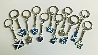 Silver Coloured Keyring With Choice Of 11 Scottish Theme Charm  • £2.10