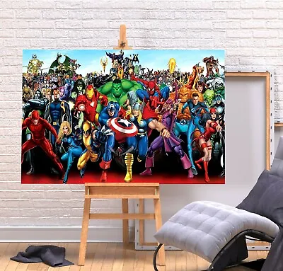 Marvel Superheroes- Wall Art Picture Print  Deep Framed Canvas Superhero Comic • £64.99