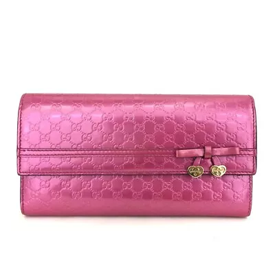 GUCCI Micro Ssima GG Logo Patent Leather Long Bifold Wallet /1E3519 • $137.50