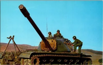 1960'S. CREWMEN OF HEAVY TANK. AT LAS FLORES CAMP PENDLETON. POSTCARD V6 • $10