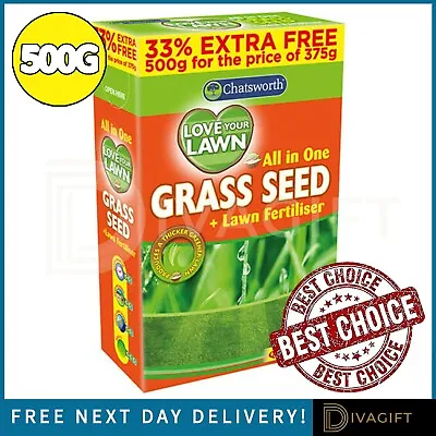 500g Grass Seeds Lawn Fertiliser Seeds Hard Wearing Fast Growing Quick Start • £5.95