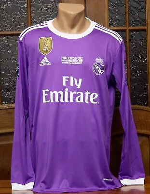 Real Madrid Retro 2016-2017 Champions League FINAL CARDIFF Mens Long Sleeve S-XL • $45.99