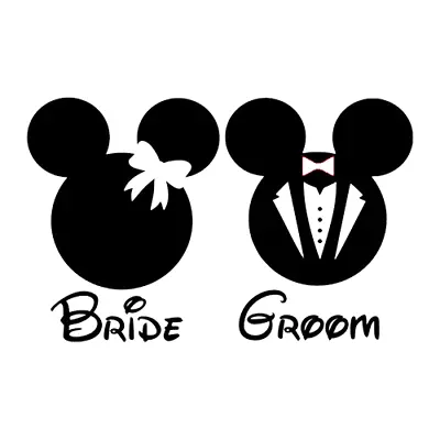 Vinyl Decal For Window  - Mickey & Minnie Mouse Bride And Groom (Disney) • $7.99