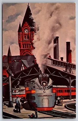 EStampsNet - Milwaukee Road Railroad Hiawatha R. Porter Painting Postcard  • $10