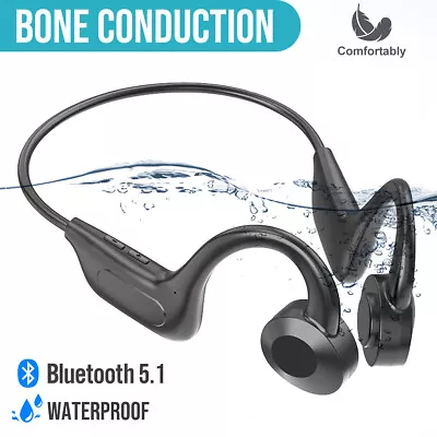 Bone Conduction Earphones Wireless Bluetooth Headset Sport Waterproof Headphones • £6.99