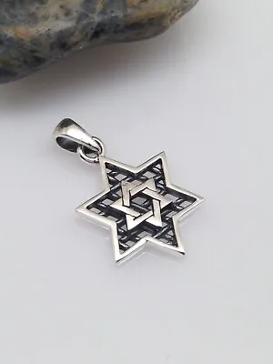 925 Sterling Silver Star Of David Pendant For Necklace Mens 18mm(0.71 )/27mm • $24.98