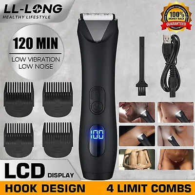 Electric Men's Manscaping Pubic Hair Trimmer Waterproof Groin Ball Body Shaver • $17.85