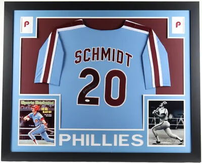 Mike Schmidt Signed 35x43 Framed Philadelphia Phillies Jersey (JSA) HOF 1995 /3B • $659.95