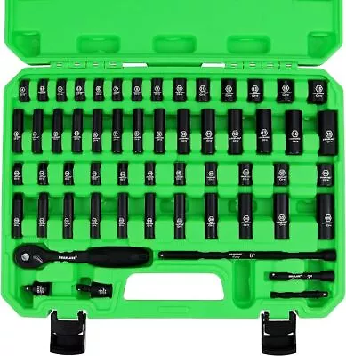 56-Piece 1/4  Drive Master Impact Socket Set Standard SAE And Metric Sockets • $48