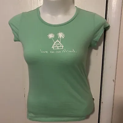 Island Company Women Green Short Sleeve T-Shirt 100% Cotton Size Medium • $16.50