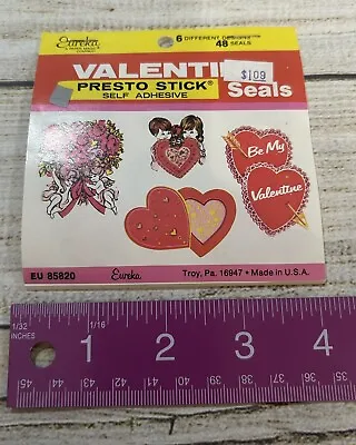 NEW Vintage Eureka Valentine Presto Stick Seals Stickers 48 Ct NOS TubB8 • $5.99
