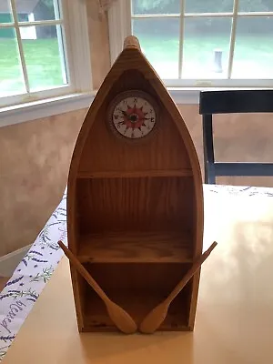 Vintage Hand Made POPS BOAT 2 Tier Shelf With Clock/Compass • $51