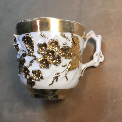 Crazy Gold And White Mustache Cup • $3.99