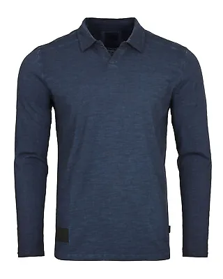 ZIMEGO Men's Casual V-Neck Polo Shirts – Long Sleeve Vintage Retro Color Dyed • $22.05