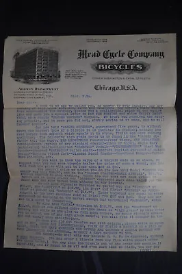 1913 Mead Bicycle Letter About Newest Models *RANGER SUPERBE*BRAMPTON*HEDGETHORN • $11.98