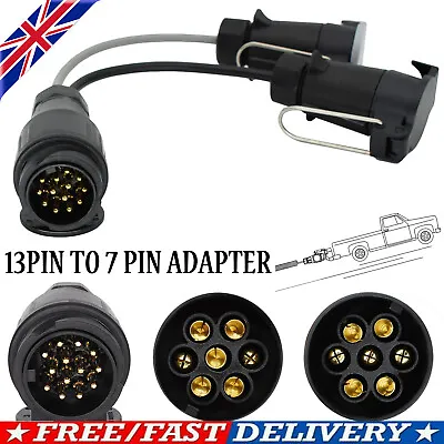 13 Pin To 7Pin Adaptor Towing Socket Plug Board Trailer Extension Lead Caravan • £13.49