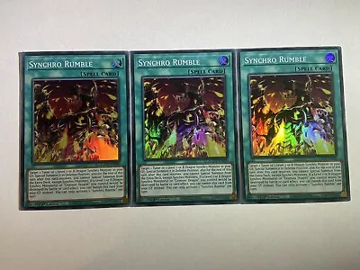 3 X AGOV-EN060 Synchro Rumble Super Rare 1st Edition YuGiOh Plaisez • £1.30