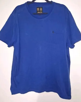 Musto T Shirt Large Blue Pocket Cotton Crew Neck Short Sleeve Mens Preolved Top • £9.95