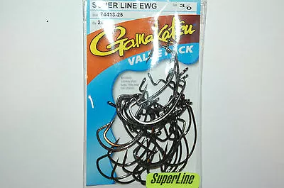 Gamakatsu Super Line 3/0 Offset Extra Wide Gap Ewg Hook 74413-25 Value Pack  • $14.95