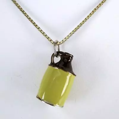 Vintage NEW Brown County Silver LITTLE BROWN JUG Necklace Pendant CHARM Enamel • $81.53