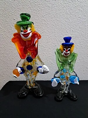 Vintage Murano Art Glass Clowns 12  And 9  (Set Of 2) • $79.95