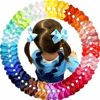 $18.50 • Buy 50 Pcs Baby Girls Toddler Hair Bows With Alligator Clip Grosgrain Barrettes