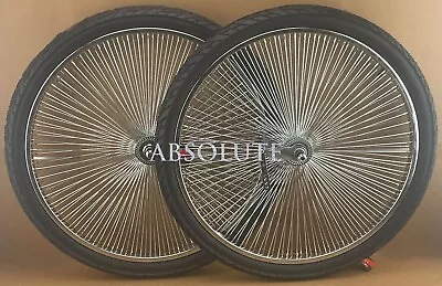 Vintage Lowrider 26  144 Spoke Chrome Dayton Rim Set W/ Black Beach Bum Tires. • $246.23