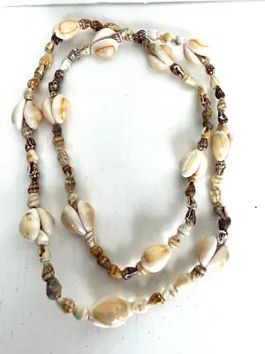 Vtg Hawaii Conch & Shell Necklace Lei 30 Dbl Shells 1980s Lahaina Maui • $10