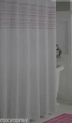 $37.99 • Buy Sonoma Carnivale Shower Curtain White With Multi Stitches Rainbow 70X72 NIP