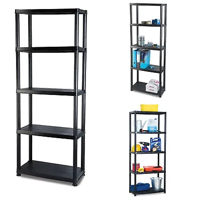 5 Tier Plastic Shelving Home Storage Unit Shelves Racks Racking Garage Organiser • £24.99