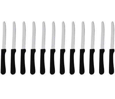 (Set Of 12) 5-Inch Blade Steak Knives Stainless Steel Rounded Serrated Blade • $19.88