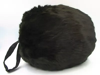 Vintage Black Sleek Fur Hand Warmer Muff Lined Wrist Strap Genuine Fur Excellent • $24.94